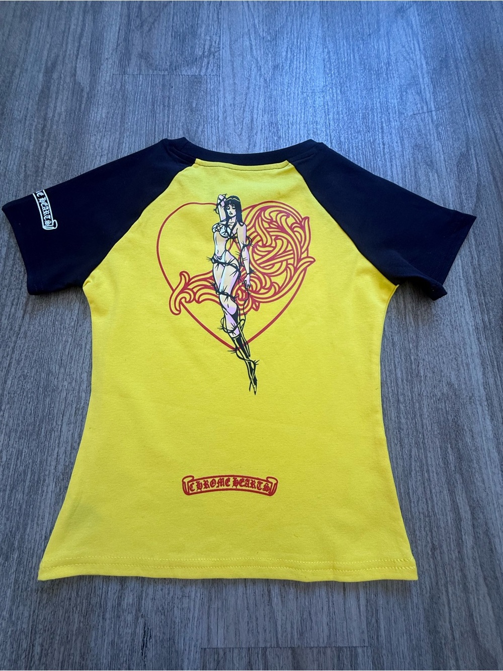 Deadly Doll Yellow & Navy Women’s Streetwear Tee - Picture 2 of 7
